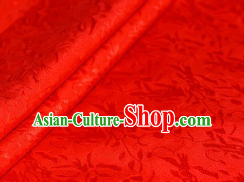 Chinese Traditional Hanfu Royal Acanthus Pattern Red Brocade Material Cheongsam Classical Fabric Satin Silk Fabric