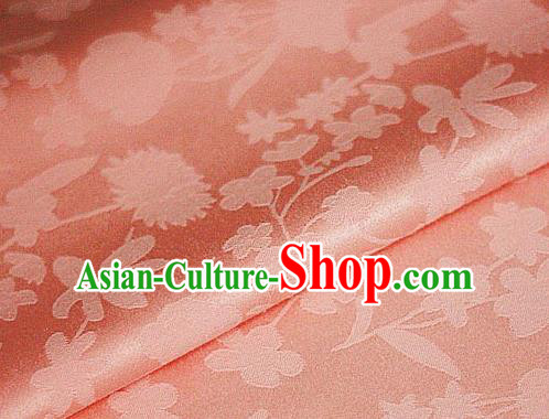 Chinese Traditional Hanfu Dandelion Pattern Orange Brocade Material Cheongsam Classical Fabric Satin Silk Fabric