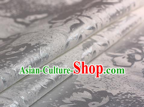 Chinese Traditional Hanfu White Brocade Material Cheongsam Classical Fabric Satin Silk Fabric