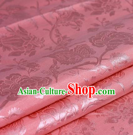 Chinese Traditional Carnation Pattern Hanfu Pink Brocade Material Cheongsam Classical Fabric Satin Silk Fabric