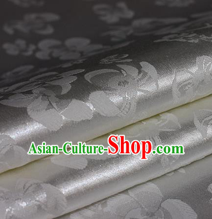 Chinese Traditional Pattern Hanfu White Brocade Material Cheongsam Classical Fabric Satin Silk Fabric