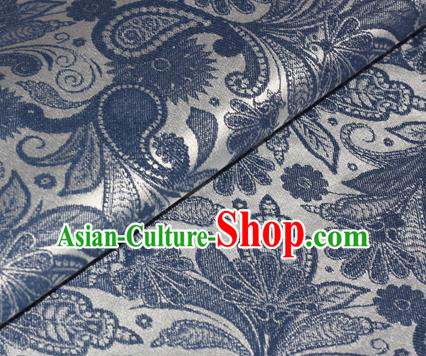 Chinese Traditional Pattern Blue Brocade Material Cheongsam Classical Fabric Satin Silk Fabric