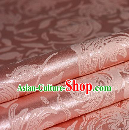 Chinese Traditional Flowers Pattern Pink Brocade Material Hanfu Cheongsam Classical Fabric Satin Silk Fabric