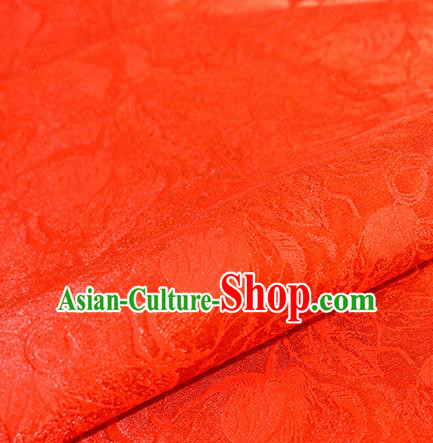 Chinese Traditional Flowers Pattern Orange Brocade Material Hanfu Cheongsam Classical Fabric Satin Silk Fabric
