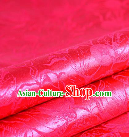 Chinese Traditional Cheongsam Pattern Rosy Brocade Material Hanfu Classical Fabric Satin Silk Fabric