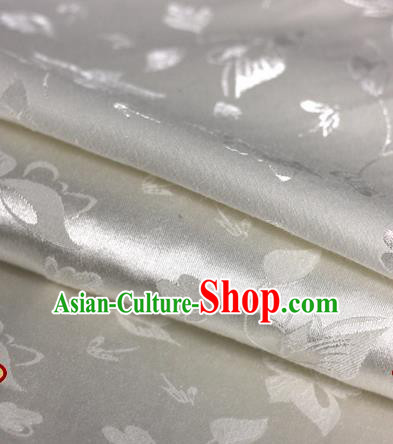 Chinese Traditional Cheongsam Fabric Butterfly Pattern White Brocade Material Hanfu Classical Satin Silk Fabric