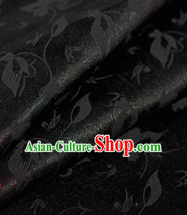 Chinese Traditional Cheongsam Fabric Butterfly Pattern Black Brocade Material Hanfu Classical Satin Silk Fabric