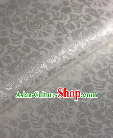 Chinese Traditional Fabric Cheongsam Pattern White Brocade Material Hanfu Classical Satin Silk Fabric