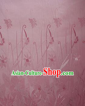 Chinese Traditional Fabric Cheongsam Orchid Pattern Pink Brocade Material Hanfu Classical Satin Silk Fabric