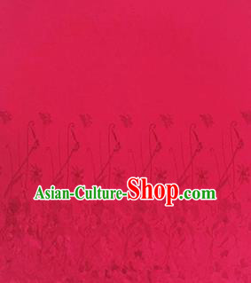 Chinese Traditional Fabric Cheongsam Orchid Pattern Red Brocade Material Hanfu Classical Satin Silk Fabric