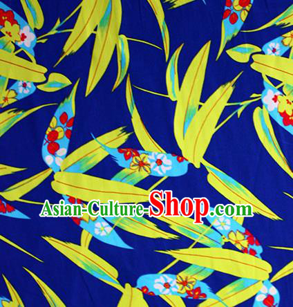 Chinese Traditional Fabric Cheongsam Bamboo Leaf Pattern Royalblue Brocade Material Hanfu Classical Satin Silk Fabric
