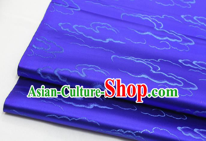 Chinese Traditional Tang Suit Royal Clouds Pattern Royalblue Brocade Satin Fabric Material Classical Silk Fabric
