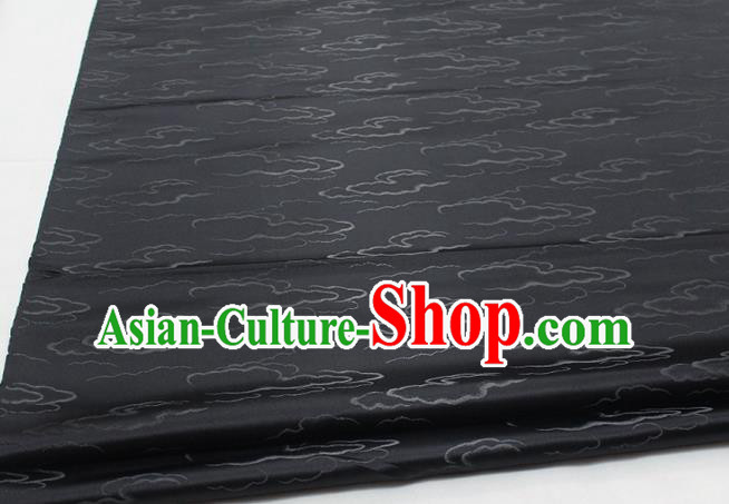 Chinese Traditional Tang Suit Royal Clouds Pattern Black Brocade Satin Fabric Material Classical Silk Fabric