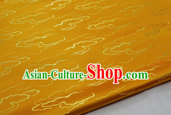 Chinese Traditional Tang Suit Royal Clouds Pattern Golden Brocade Satin Fabric Material Classical Silk Fabric