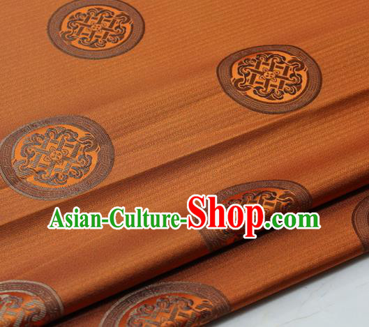 Chinese Traditional Tang Suit Fabric Royal Lucky Pattern Orange Brocade Material Hanfu Classical Satin Silk Fabric