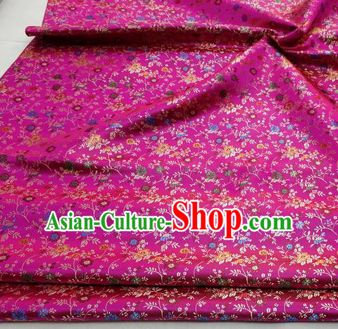 Chinese Traditional Tang Suit Fabric Royal Pepper Flowers Pattern Rosy Brocade Material Hanfu Classical Satin Silk Fabric
