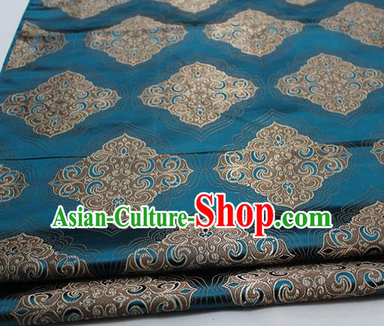 Chinese Traditional Tang Suit Peacock Blue Brocade Royal Pattern Satin Fabric Material Classical Silk Fabric