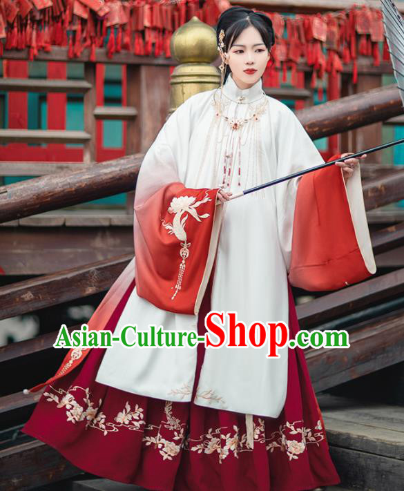 Chinese Traditional Ming Dynasty Imperial Consort Embroidered Hanfu Dress Ancient Palace Lady Historical Costume for Women
