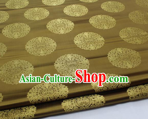 Asian Chinese Traditional Tang Suit Royal Round Pattern Bronze Brocade Satin Fabric Material Classical Silk Fabric