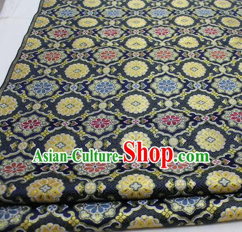 Asian Chinese Traditional Tang Suit Royal Pattern Black Brocade Satin Fabric Material Classical Silk Fabric