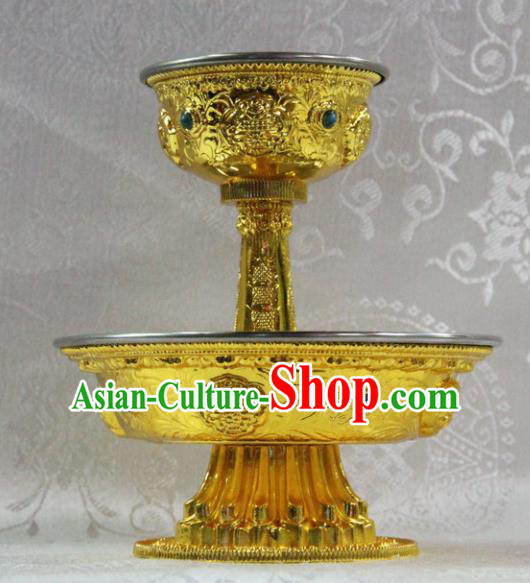 Chinese Traditional Buddhism Brass Cup Tray Feng Shui Items Vajrayana Buddhist Teaboard Decoration