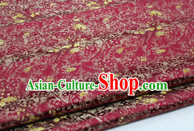 Asian Chinese Traditional Royal Pattern Wine Red Brocade Tang Suit Satin Fabric Material Classical Silk Fabric