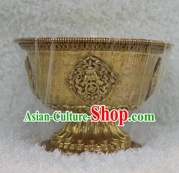 Chinese Traditional Buddhist Offersacrifice Brass Carving Bowl Buddha Cup Decoration Tibetan Buddhism Feng Shui Items