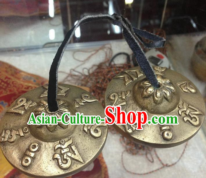 Chinese Traditional Feng Shui Items Buddhism Cymbal Buddhist Carving Copper Musical Instrument