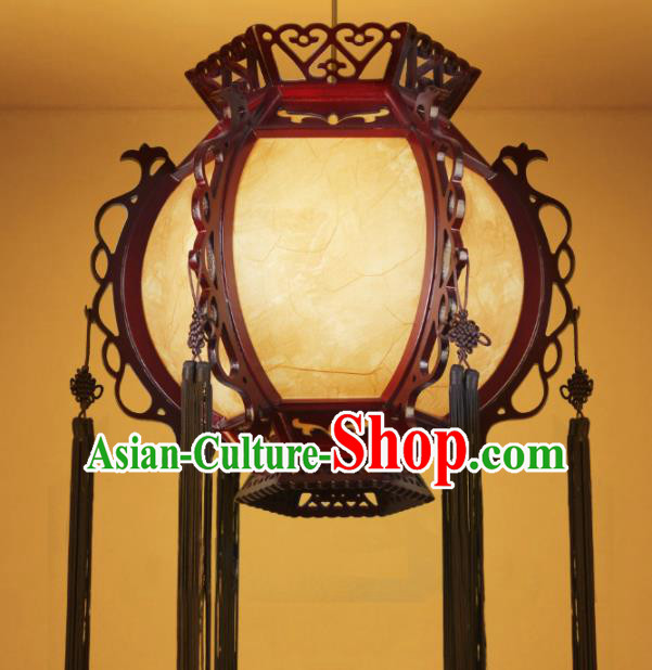 Chinese Traditional Wood Sheepskin Palace Lantern Handmade New Year Hanging Lanterns Ceiling Lamp