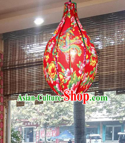 Chinese Traditional Printing Phoenix Peony Red Palace Lantern Handmade New Year Lanterns Hanging Lamp
