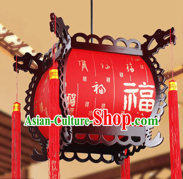 Chinese Traditional New Year Red Palace Lantern Handmade Hanging Lanterns Ceiling Lamp