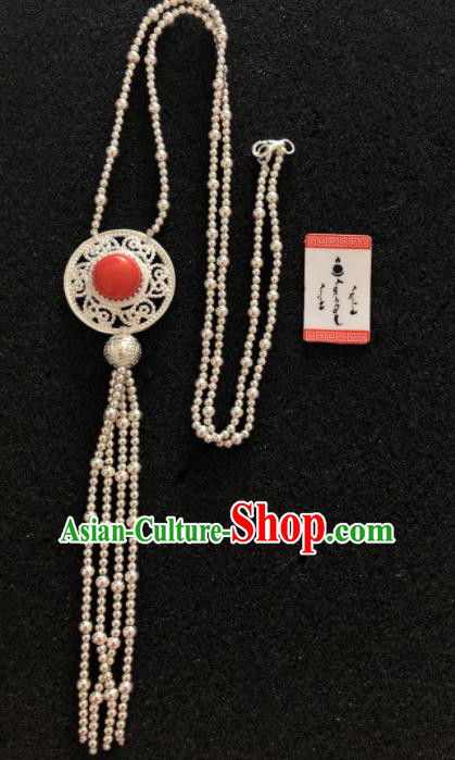 Traditional Chinese Mongol Nationality Tassel Necklet Accessories Mongolian Ethnic Necklace for Women