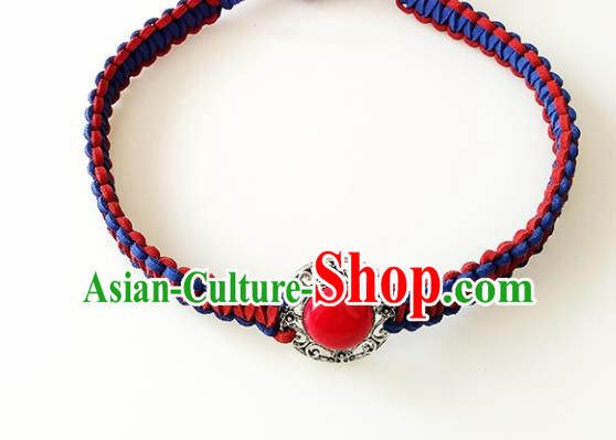 Chinese Mongolian Ethnic Hair Accessories Traditional Mongol Nationality Folk Dance Red Headband for Kids