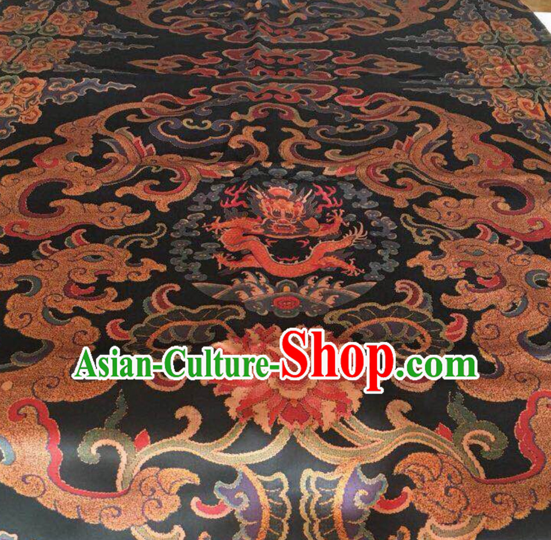 Empress Classic Royal 100% Pure Silk Round Dragon Pattern Fabric Chinese Traditional Silk Fabrics