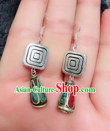 Chinese Traditional Ethnic Mongol Nationality Earrings Mongolian Ear Accessories for Women