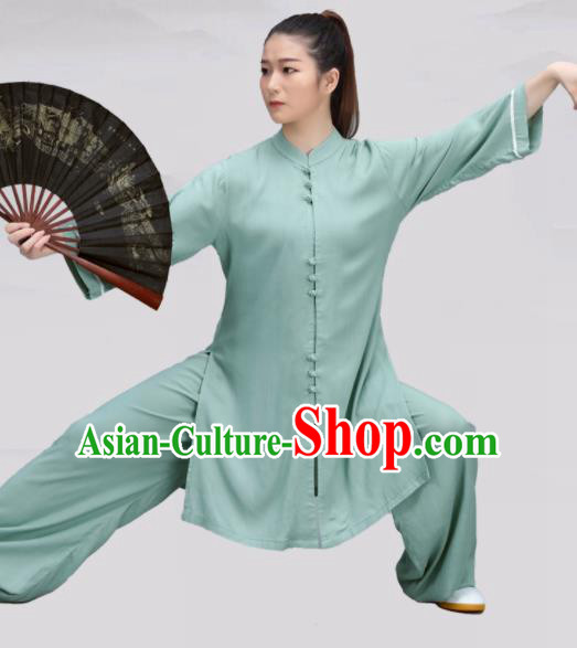 Chinese Traditional Martial Arts Green Costume Tai Ji Kung Fu Clothing for Women