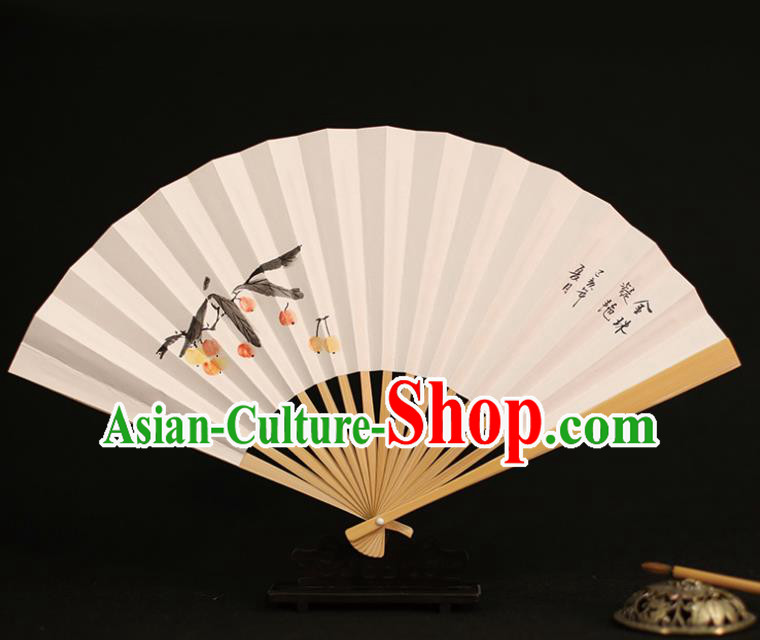 Chinese Traditional Ink Painting Hawthorn Paper Folding Fans Classical Accordion Handmade Fans for Women