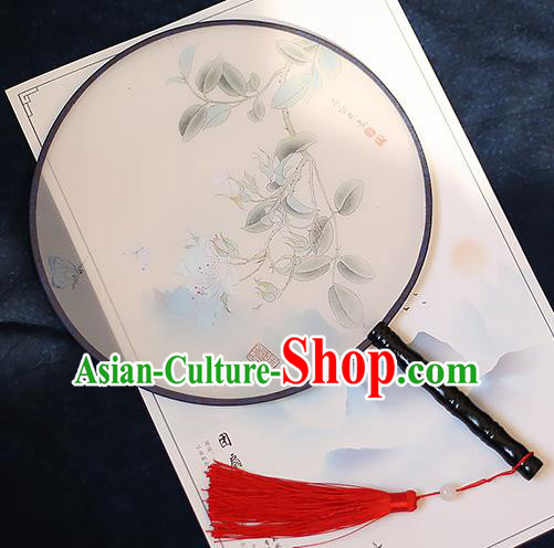 Chinese Traditional Printing Silk Round Fans Handmade Classical Palace Fans for Women