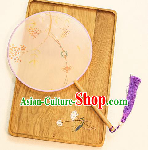 Chinese Traditional Printing Jade Knot Dance Silk Round Fans Handmade Classical Palace Fans for Women