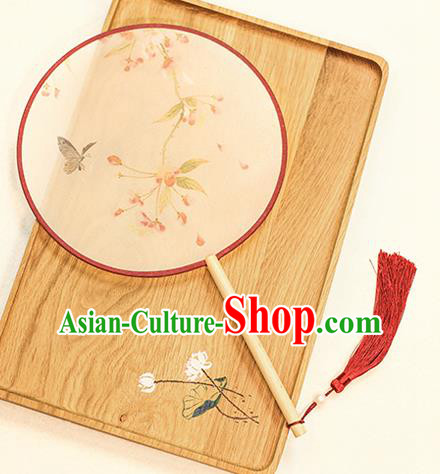 Chinese Traditional Printing Dance Silk Round Fans Handmade Classical Palace Fans for Women