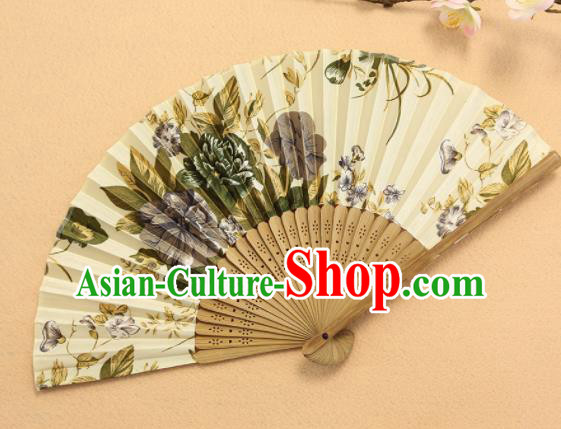 Chinese Traditional Folding Fans Classical Printing Peony Accordion Silk Fans for Women