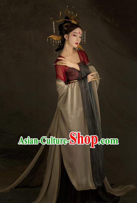 Chinese Ancient Court Queen Hanfu Dress Tang Dynasty Imperial Empress Historical Costume for Women