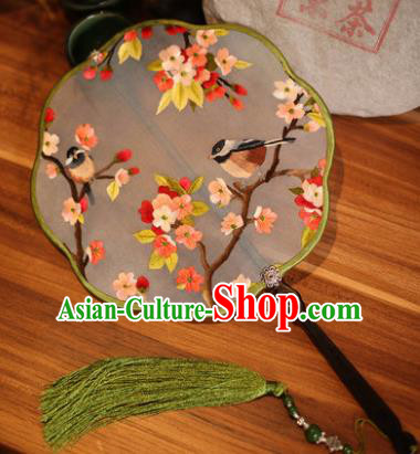 Handmade Chinese Traditional Embroidered Flowers Birds Silk Fans Classical Palace Fans for Women
