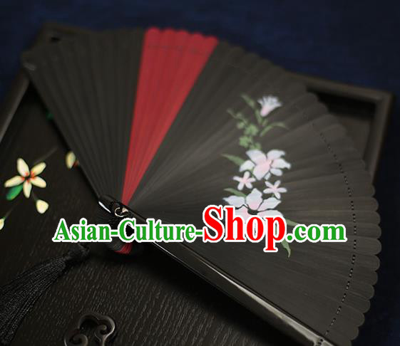 Chinese Handmade Printing Pink Flowers Bamboo Fans Classical Accordion Traditional Folding Fans for Women