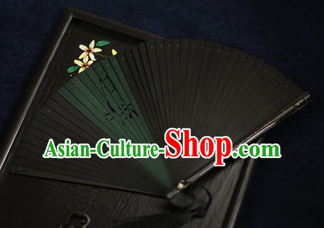 Chinese Handmade Carving Wolf Bamboo Fans Classical Accordion Traditional Folding Fans for Women