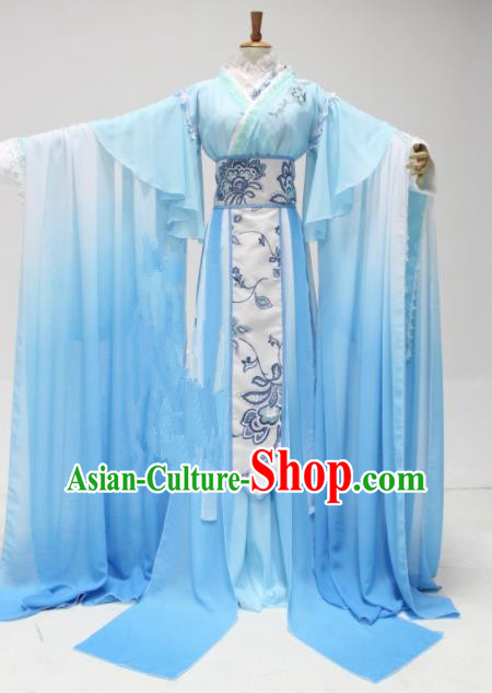 Chinese Traditional Cosplay Princess Costume Ancient Swordswoman Blue Hanfu Dress for Women