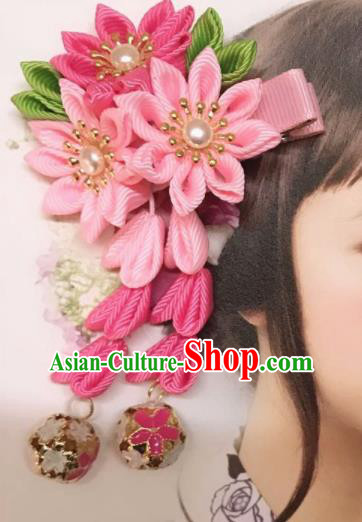 Japanese Traditional Kimono Hair Accessories Handmade Japan Geisha Pink Sakura Hair Claw for Women