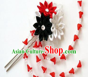 Japanese Traditional Kimono Sakura Tassel Hairpins Handmade Japan Geisha Hair Accessories for Women