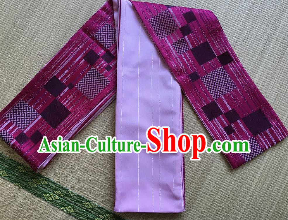 Japanese Traditional Yukata Rosy Brocade Belts Asian Handmade Japan Geisha Kimono Waistband for Women