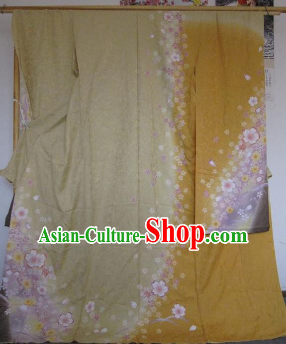Japanese Traditional Silk Furisode Kimono Asian Japan Costume Geisha Yukata Dress for Women